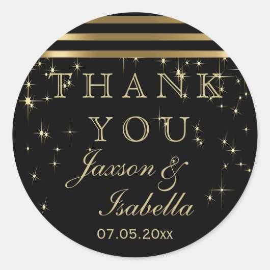 ブラック&金ゴールドスターライト付きバー ラウンドシール (正面)