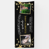 ブラック&金ゴールドスター写真卒業 横断幕 (縦)