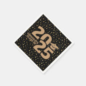 ブラック&金ゴールドスター2025卒業 スタンダードカクテルナプキン (角)