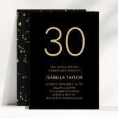 ブラック&金ゴールドスター30th Birthday 招待状