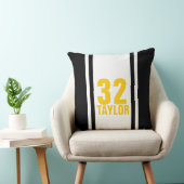 ブラック&金ゴールドストライプのスポーツジャージー装飾用クッション クッション (椅子)