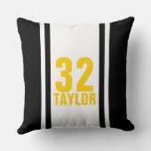 ブラック&金ゴールドストライプのスポーツジャージー装飾用クッション クッション (裏面)