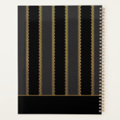 ブラック&金ゴールドストライプパーソナライズされたプランナー プランナー手帳 (裏面)