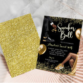 ブラック&金ゴールドスニーカーボールスウィート16誕生日 招待状