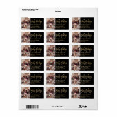 ブラック&金ゴールドスノーフレーククリスマス差出人住所 ラベル (フルシート)