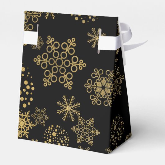 ブラック&金ゴールドスノーフレークスホリデーパーティーフェイスボックス フェイバーボックス (裏面サイド)