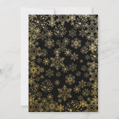 ブラック&金ゴールドスノーフレークモダンホリデー招待状 招待状 (裏面)