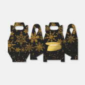 ブラック&金ゴールドスノーフレーク星メリークリスマス フェイバーボックス (折り畳みなし)