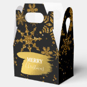 ブラック&金ゴールドスノーフレーク星メリークリスマス フェイバーボックス (オープン)