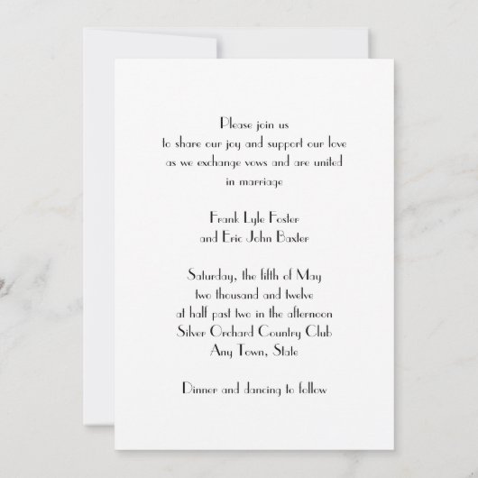 ブラック&金ゴールドスノーフレーク結婚式招待状 招待状 (裏面)