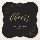 ブラック&金ゴールドスパークルモダンアダルトバースデーパーティー ペーパーコースター (正面)