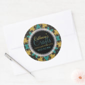 ブラック+金ゴールドスパークル+ティール(緑がかった色)ビジネス製品シール ラウンドシール (封筒)