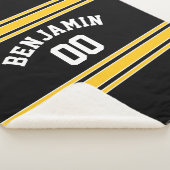 ブラック&金ゴールドスポーツジャージー名前をカスタムする番号 シェルパブランケット (3/4)