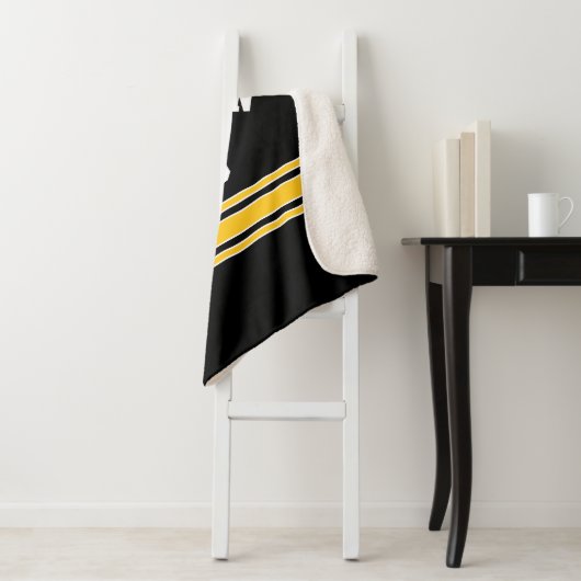 ブラック&金ゴールドスポーツジャージー名前をカスタムする番号 シェルパブランケット (インサイチュ)