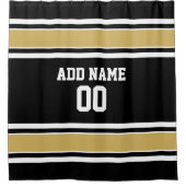ブラック&金ゴールドスポーツジャージー名前をカスタムする番号 シャワーカーテン (正面)