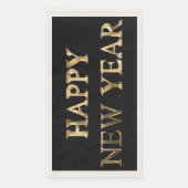 ブラック&金ゴールドタイポグラフィハッピーニューイヤーナプキンズ (正面)