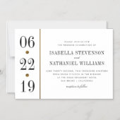 ブラック&金ゴールドタイポグラフィ |カスタムウェディング マグネット招待状 (正面)