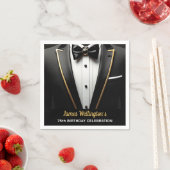 ブラック&金ゴールドタキシード誕生日イベント スタンダードカクテルナプキン (インサイチュ)