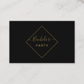 ブラック&金ゴールドダイヤモンドバチュラーパーティチケット招待状 名刺 (正面)