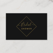 ブラック&金ゴールドダイヤモンドブライダルシャワーチケット招待状 名刺 (正面)
