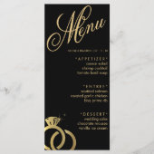 ブラック&金ゴールドダイヤモンドリングや輪ウェディングレセプション メニュー (正面)