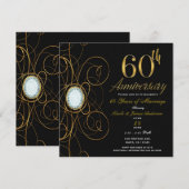 ブラック&金ゴールドダイヤモンド60 60周年記念 招待状 (正面/裏面)