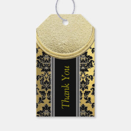 ブラック&金ゴールドダマスクデザイン ギフトタグ