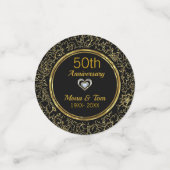 ブラック&金ゴールドダマスクパターン コンフェッティ (スモール正面)