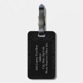 ブラック/金ゴールドダマスク(紋章の)フラ・ダ・リ ラゲッジタグ (裏面縦)