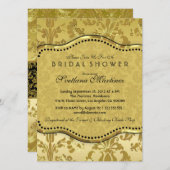 ブラック&金ゴールドダンカスブライダルシャワー招待状 招待状 (正面/裏面)