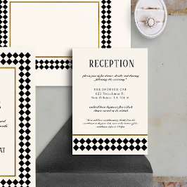ブラック&金ゴールドチェッカーボード縁ど披露宴 エンクロージャーカード