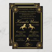 ブラック&金ゴールドチャラ招待状 招待状 (正面/裏面)