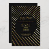 ブラック&金ゴールドチャリティガラナイト招待状 招待状 (正面/裏面)