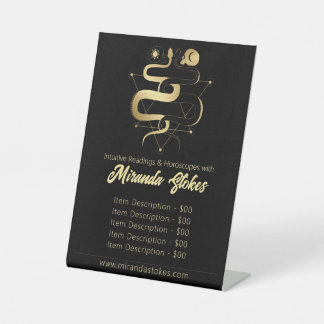 ブラック&金ゴールドツインヘビゴシックタロット価格表 台座サイン