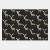 ブラック&金ゴールドディアクリスマスラッピング紙シート ラッピングペーパーシート (正面)