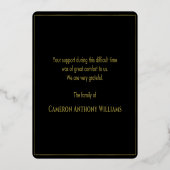 ブラック&金ゴールドディアミニマル追悼式 箔招待状 (裏面)