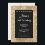 ブラック&金ゴールドディスコグリッター30th Birthday 招待状<br><div class="desc">自分のマイルスファンシート30thの誕生日のお祝い5スタイリッシュx7縁どのスタイル招待を作成する。装飾の背景には、カスタマイズ可能な白黒の角の矩形オーバーレイを持つ金ゴールドデジタルアートが含まれている。白カスタマイズフォントスタイル、色とサイズ。写真のように、このデザインプリントの高級デジタルアート要素。あなたのガーリー友人のための素晴らしいバースデ最高のージ招待状。</div>