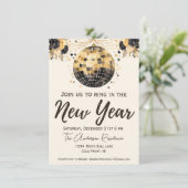 ブラック&金ゴールドディスコボール大晦日パーティー 招待状 (スタンド正面)