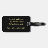 ブラック&金ゴールドデコファンモノグラムの ラゲッジタグ (裏面横)