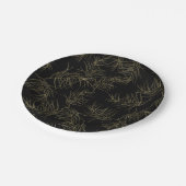 ブラック&金ゴールドトロピカルグラム葉ズシッ結婚クス ペーパープレート (アングル)
