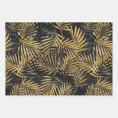 ブラック&金ゴールドトロピカルチョ葉ンダイヤモンド ラッピングペーパーシート (正面)