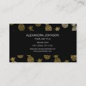 ブラック&金ゴールドトロピカルパイナップルメイクアップアーティスト 名刺 (裏面)
