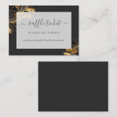 ブラック&金ゴールドトロピカルブライダルシャワーラッフルチケット エンクロージャーカード (正面/裏面)