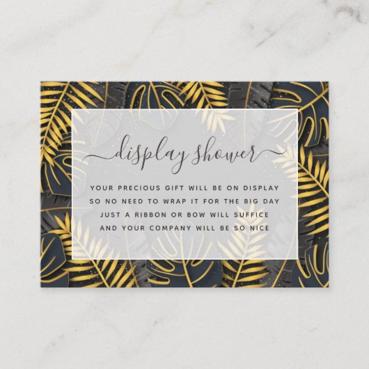 ブラック&金ゴールドトロピカルブライダルシャワー エンクロージャーカード (正面)