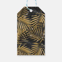 ブラック&金ゴールドトロピカル葉 ギフトタグ