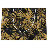 ブラック&金ゴールドトロピカル葉 ラージペーパーバッグ (正面)