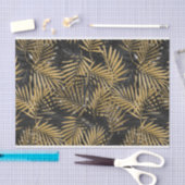 ブラック&金ゴールドトロピカル葉 薄葉紙 (クラフト)