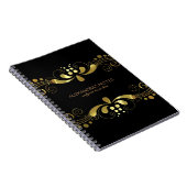 ブラック&金ゴールドトーンフローラレースフレーム2 ノートブック (右側)