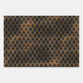 ブラック&金ゴールドドラゴンはかりで測 ラッピングペーパーシート (正面3)