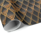 ブラック&金ゴールドドラゴンはかりで測 ラッピングペーパー (ロールコーナー)